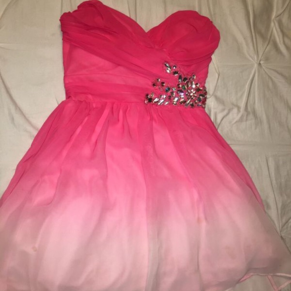 pink ombré prom dress
